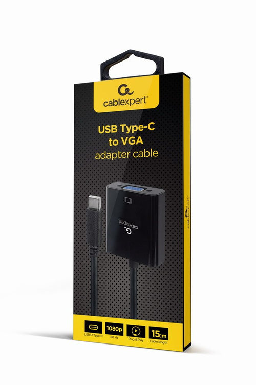 Gembird USB Type-c To VGA Adapter Cable 15CM Black — image 1