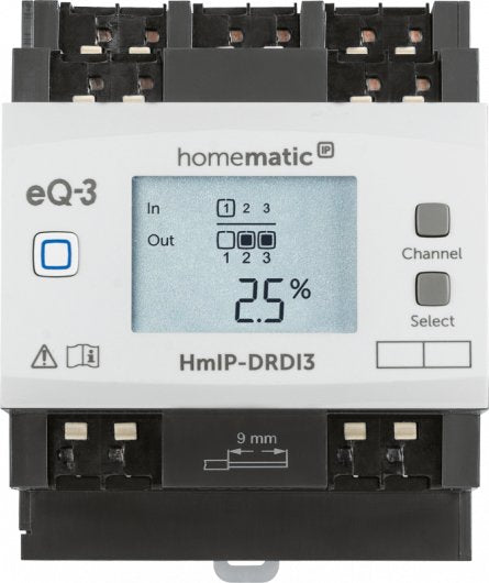 Actuador Atenuación IP Homematic Assembly Riel Din - Triple (HMIP-DRDI3 154434A0