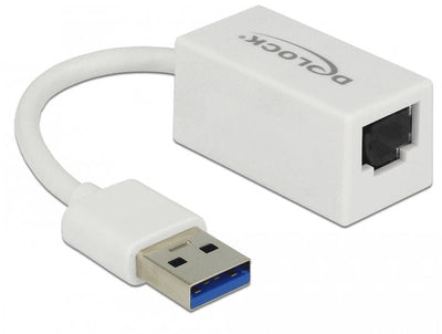 Delock Adapter Superspeed USB (USB 3.1 Gen 1) With USB Tipo-a Male Gigabit LAN 10/100/1000Mbps Compacto White — image 1