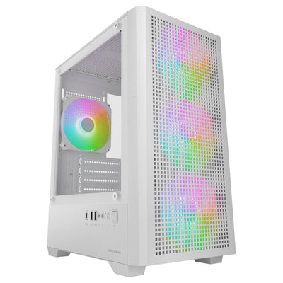 Mars Gaming PC Case microATX Mc-vectorw GPU Max. 282MM Glass Tempered Mesh ARGB USB-C White — image 1