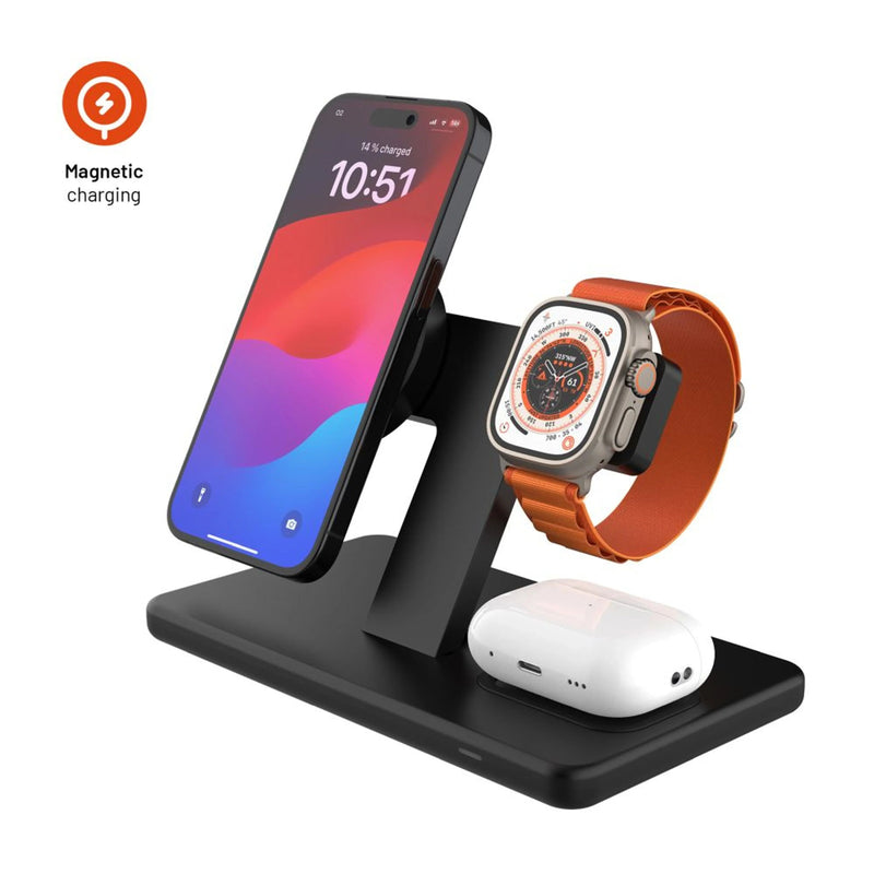 Charger Wireless 3 1 Fixed Iphone, Apple Watch And Airpods Black