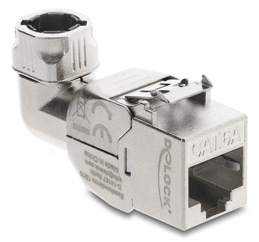 Keystone Módulo RJ45 Connector Female a Lsa CAT.6A With Metal Latch Without Tools 90° Acodable Apantallado