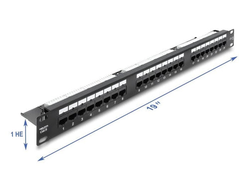 Delock 19 1HE Patchpanel 24PORT CAT.6, LED Black — image 1