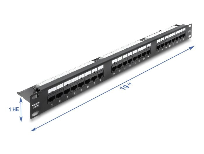 Delock 19 1HE Patchpanel 24PORT CAT.6, LED Black