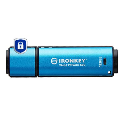 Kingston Unit Flash USB Ironkey Vault Privacy 50 128GB Blue Claro/Black USB-C 3.2 Gen 1)