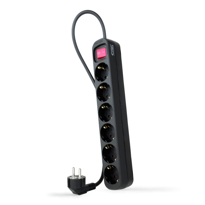 Nanocable Power Strip Protection With 6 Shuckos - Cable 1.40M - Switch On/Off - Black