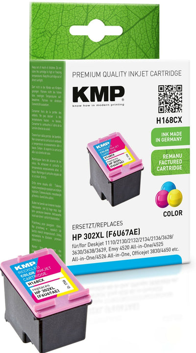 Kmp Cartridge HP F6U67AE NR.302XL Colour 350 S. H168CX Refilled — image 1