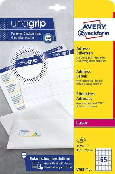 Avery Zweckform Labels Dirección L7651-25 White 38,1 X 21,2MM — image 1