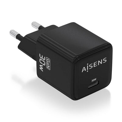 Aisens Charger GaN 30W, 1x USB-C PD 3.0 QC4.0, Black — image 1