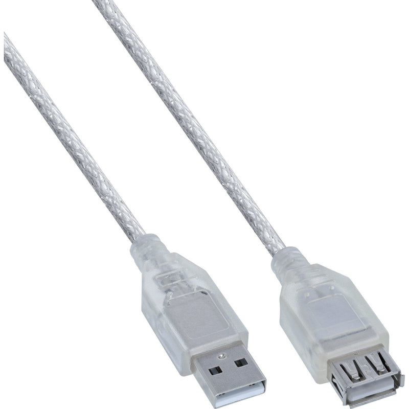 Inline® USB 2.0 Cable Extensión Type a M/F, Transparent 5M