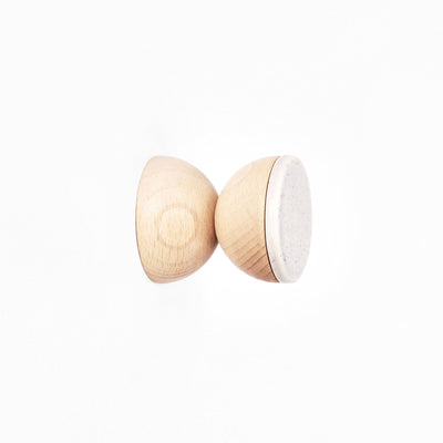 Beech Wood & Ceramic Wall Hook / Knob - Grey Sand