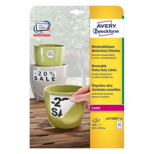Avery Zweckform Resistant a Intemperie Folienetiketten 63,5 X 33,9MM — image 1
