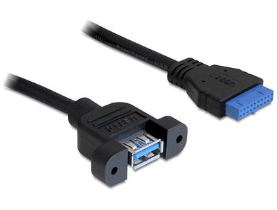 Delock 0.5M USB 3.0 F/F USB Cable 0,5M USB a Idc Black — image 1