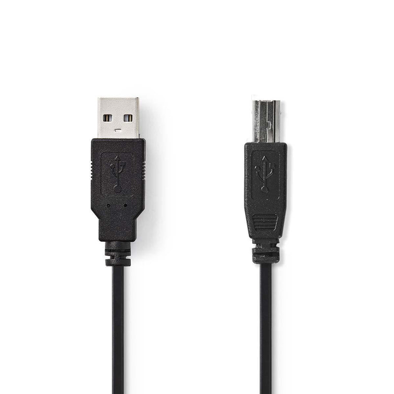 Nedis USB Cable USB 2.0 2.00M USB-A Connector Male Usb-b Connector Male 480Mbps Vernickelt Round Pvc Black Box