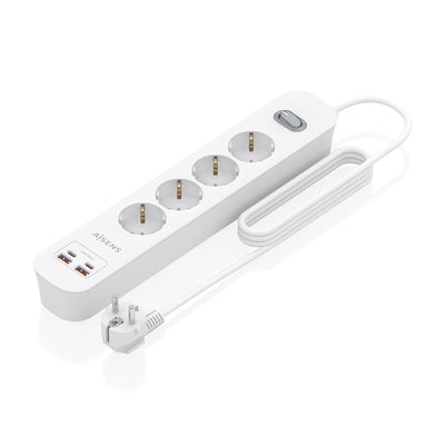 Aisens Power Strip With Switch ASPS-2A2C12-W 4 Sockets Corriente 2 USB 2 USB Type-c Cable 1.4M White — image 1