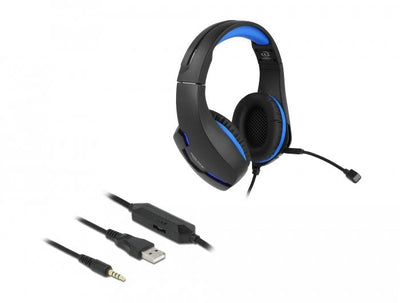 Delock 27182 Headphones Sobre Oreja Juegos With Connector Stereo 3,5MM And Light LED Blue PC, Laptop And Conso — image 1