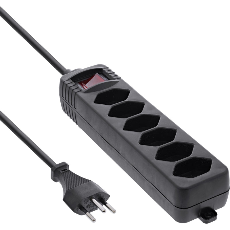 Inline Power Strip Suiza, 6VÍAS, With Switch 1,5M, Black