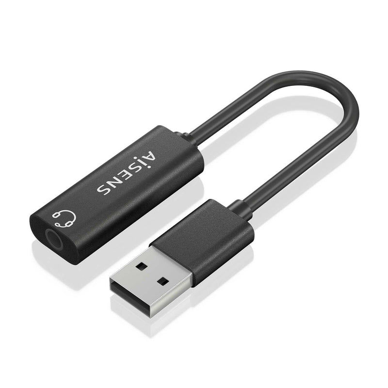 Aisens Converter USB-A a Audio 48KHZ - USB-A/M-jack 3.5/H - 10CM - Black