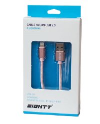 Eightt USB Cable a Lightning Metal Flex Nilon Pink 1M Trenzado — image 1