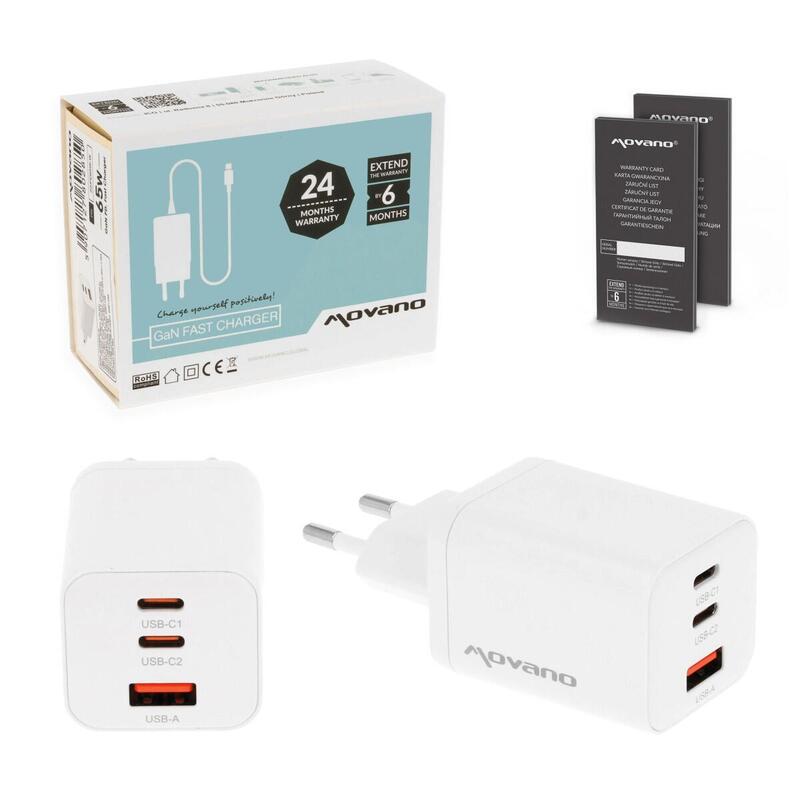 Charger GaN 65W 2x USB-C Pd + USB-A White
