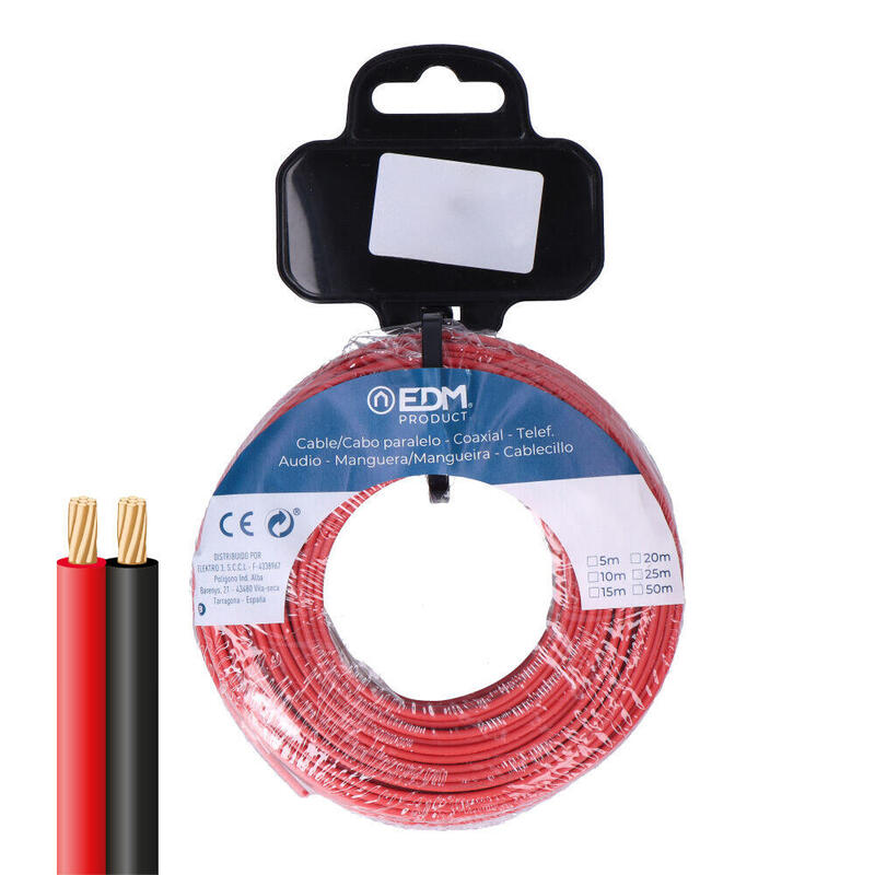 Film Roll Cable Paralelo 2X1MM Red/Black 10M.