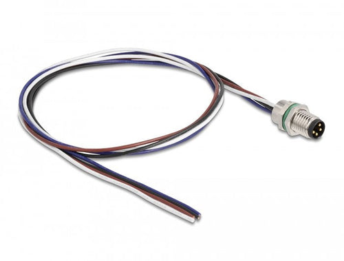 Delock M8 Recessed Cable A-kodiert 4 Pin Connector Male Panel With Offenen Cables Front Assembly 0,5M — image 1