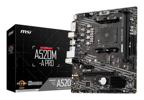 MSI Motherboard AM4 A520M-A Pro M-atx/2XDDR4/4XSATA6/1x USB 3.2/2x USB 2.0 911-7C96-001 — image 1