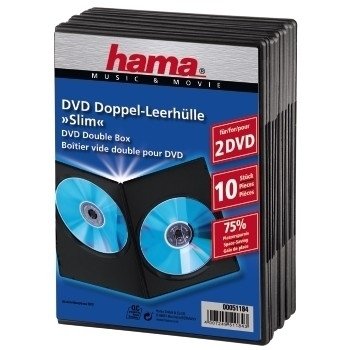 Hama Slim Dvd Double Jewel Case Pack Of 10, Black — image 1