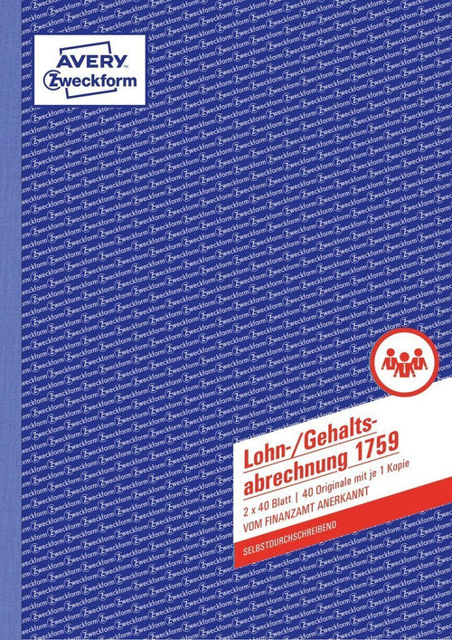Avery Zweckform Avery - Lohn-/Gehaltsbuchführungsformular - 40 Hoja - A4 (210 X 297MM) — image 1