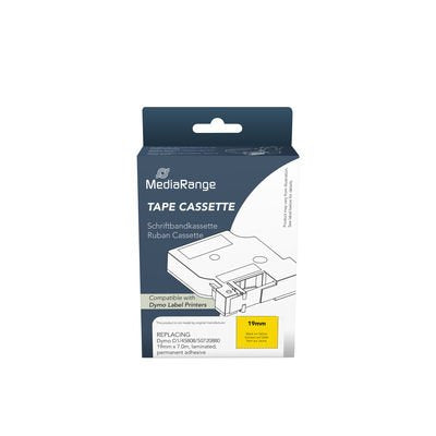 Mediarange Tape Labeller Komp. Dymo 19MMX7M Black/Yellow — image 1