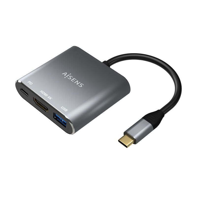 Aisens Converter USB-C a HDMI/USB-C/Type a USB 3.0, 3 1 - 15CM - Grey