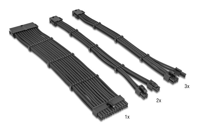 Delock PSU Cable Alargador Set 30CM 6-PIEZAS Sleeved With Kabelkämmen (1 X 24 Pin Atx, 2 X 4 + 4 Pin Eps, 3 X