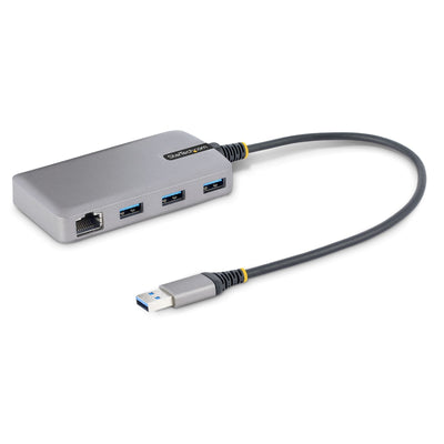 StarTech Hub USB 3 Ports USB 3.0 5Gbps Alimentado Bus Cable 30CM With Network Ethernet RJ45 1GB — image 1