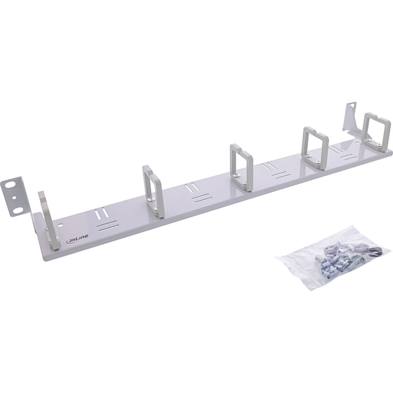 Inline® 19 Cable Management Panel 5 Plastic Brackets Horizontal, RAL7035 Grey