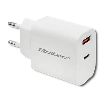 Qoltec 51714 Charger 18W 5-12V 1.5-3A USB Type-c Pd USB Qc 3.0 White — image 1