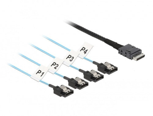 Delock Cable Oculink SFF-8611 4 X SATA 7 Pin 0,5M Metall — image 1