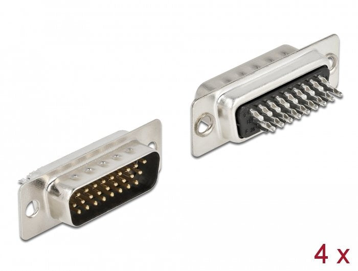 Delock D-sub HD 26 Pin Connector Male Metal Version Soldable, 4 Units