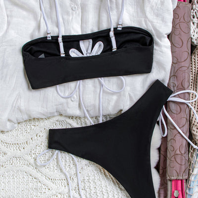Strapless Detachable Shoulder Strap Bikini Split Swimsuit