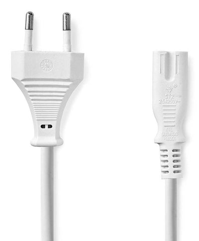 Nedis Cable Power - Euro Männlich IEC-320-C7 3.00M Gerade Vernickelt Flach Pvc White Label — image 1
