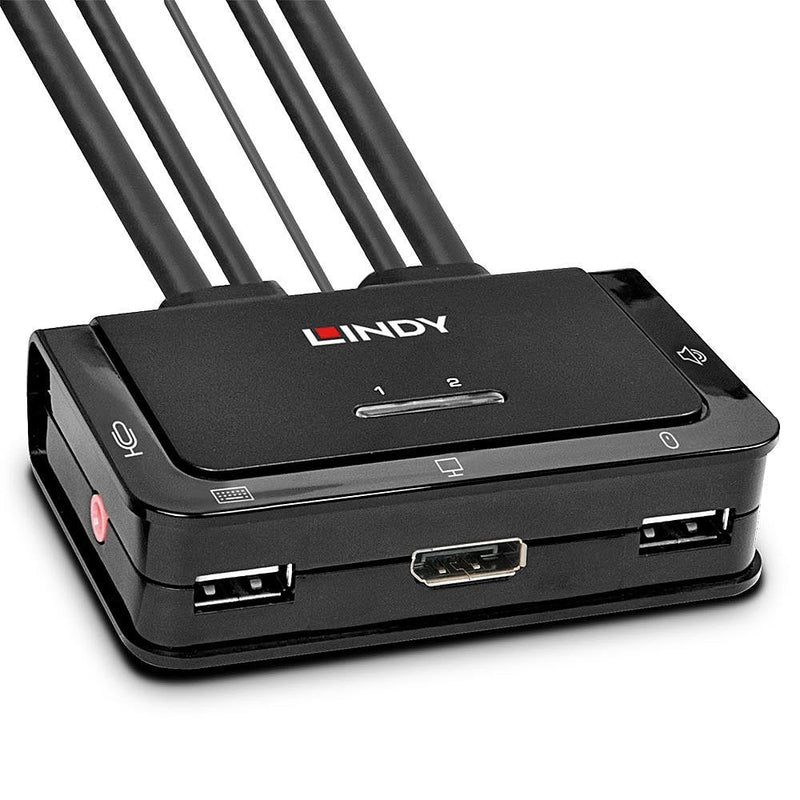 Lindy 2 Port DisplayPort 1.2, USB 2.0 KVM Switch Con Audio