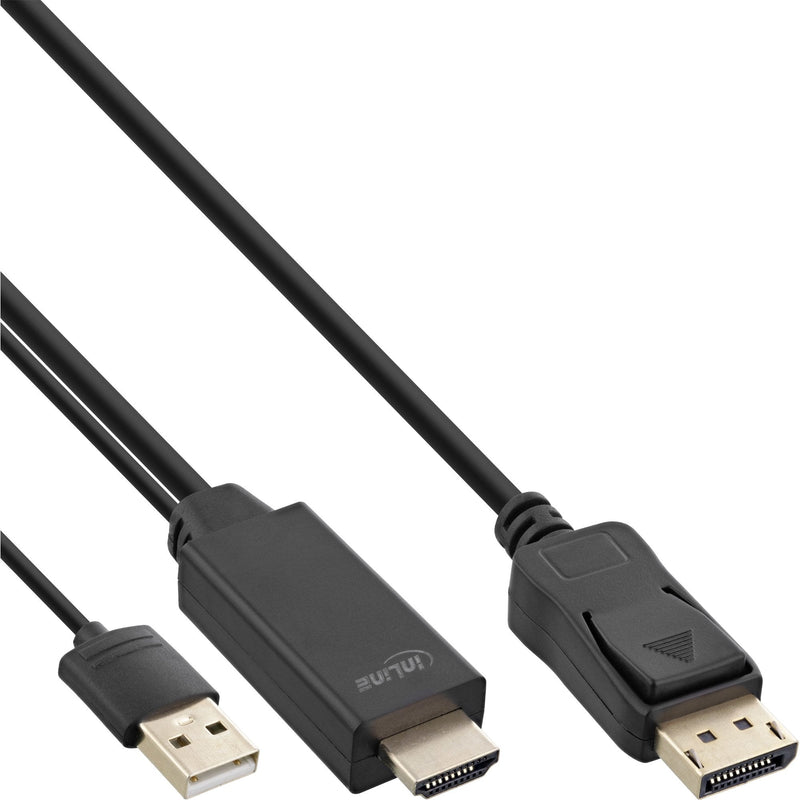 Inline Cable HDMI a DisplayPort, 4K, Black/Gold 2M
