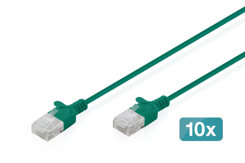 CAT.6 U-UTP Slim Network Cable, 0,5M, Green 10 Pcs