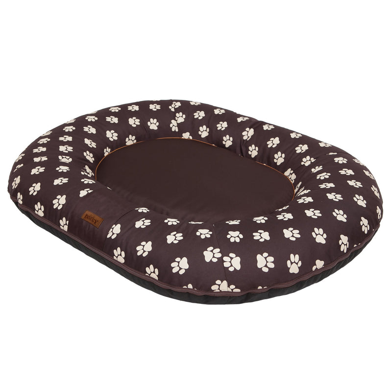 Oval Dog Basket Bed – Multicolour Brown Paw, XXXL