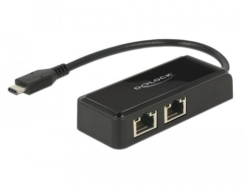 Delock USB-C 2X Gigabit LAN (st-bu) Adapter Black — image 1