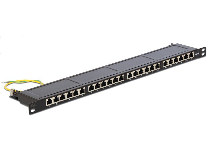 Delock 43316 19 Patch Panel 24 Port CAT.6 0.5 U Black