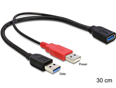 Delock USB Cable 3.0 Typ a Male + USB Typ a Male USB 3.0 Typ a Female — image 1