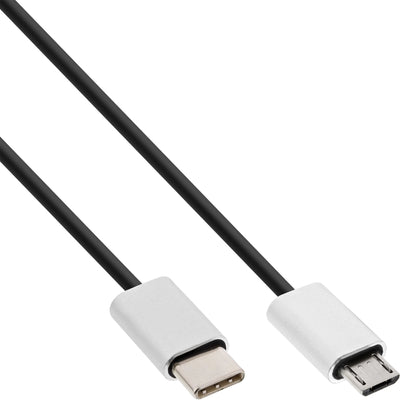 Inline USB Cable 2.0 , Connector Type-c a Connector Micro-b, Black/Aluminium Flexible, 1,5M — image 1