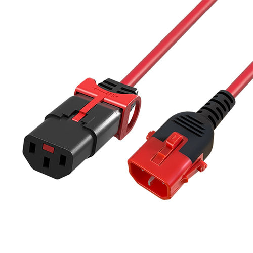 Powercord C13 IEC Lock + - C14 IEC Lock Dual Locking Red 2M, PC3615 — image 1