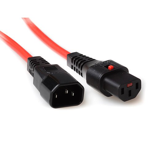 Powercord C13 IEC Lock - C14 Red 2M, PC1386