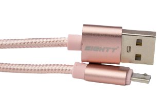 Eightt USB Cable a Micro-usb Metal Plex. 1M Pink — image 1